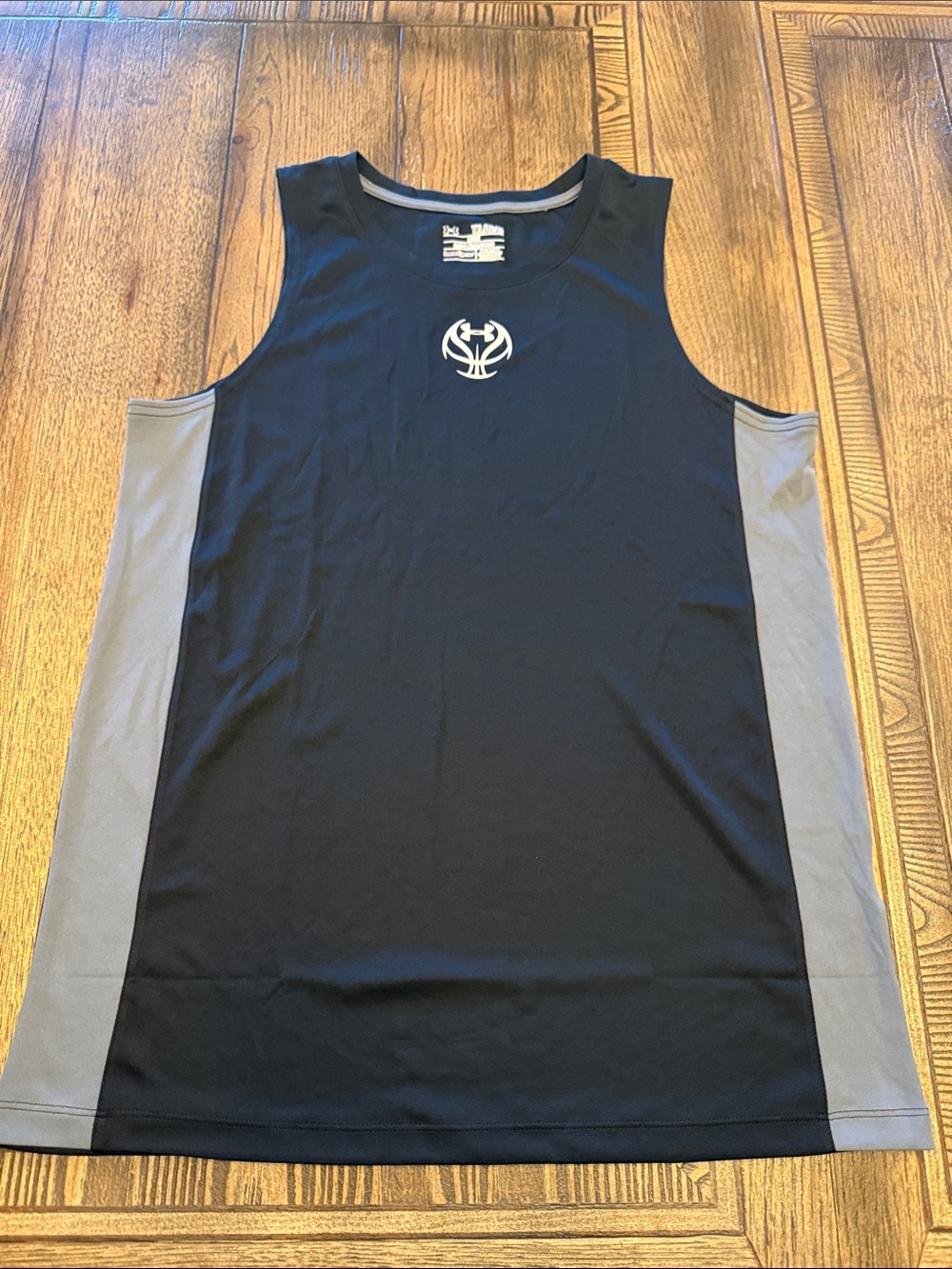 Under Armour Black and Gray Boys' Athletic Basketball Training Tank Top